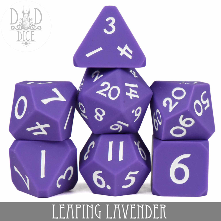 DND DICE LEAPING LAVENDER (SILICONE) RPG DICE SET