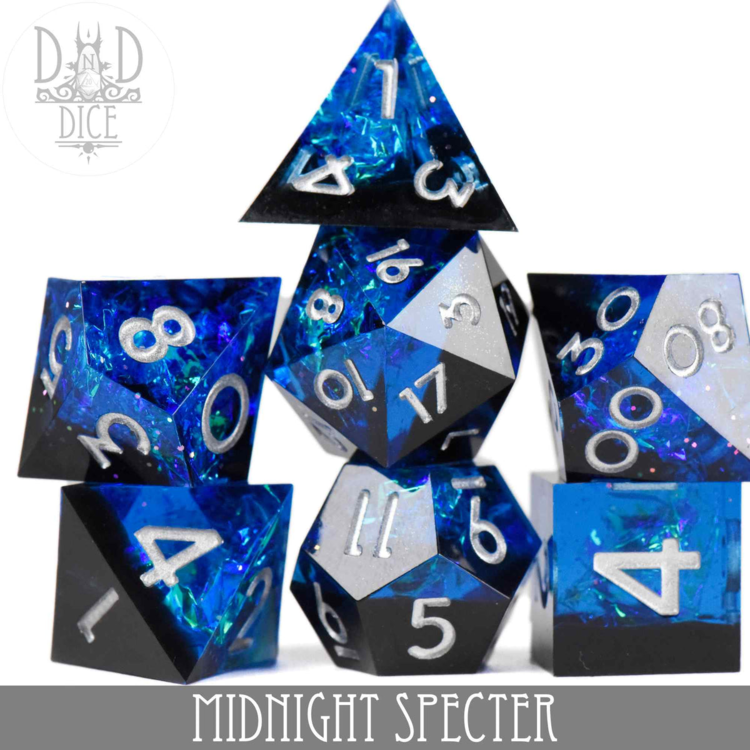 DND DICE MIDNIGHT SPECTER HANDMADE RPG DICE SET