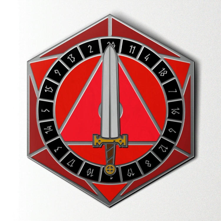 NORSE FOUNDRY D20 SWORD SPINNER RED PIN