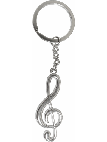 TREBLE CLEF SILVER PLATED KEYCHAIN