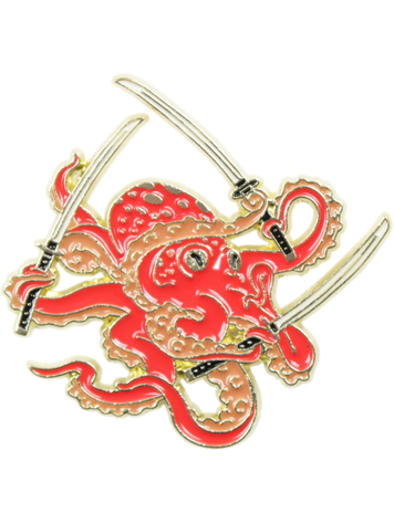 ENAMEL PIN OCTOPUS WITH SWORDS