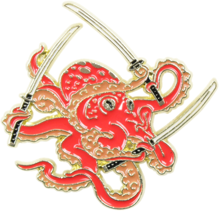 ENAMEL PIN OCTOPUS WITH SWORDS