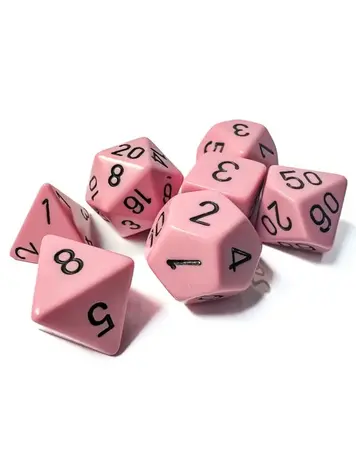CHESSEX CHX 25464 7CT POLYHEDRAL DICE OPAQUE PINK/BLACK