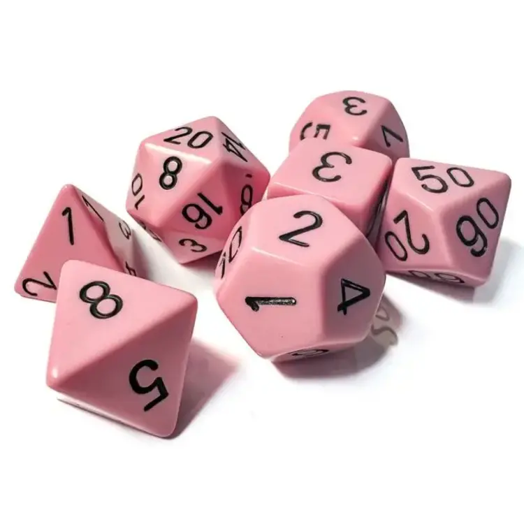 CHESSEX CHX 25464 7CT POLYHEDRAL DICE OPAQUE PINK/BLACK