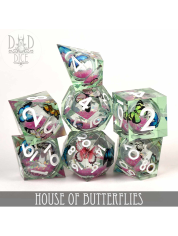 DND DICE HOUSE OF BUTTERFLIES (LIQUID CORE) RPG DICE SET