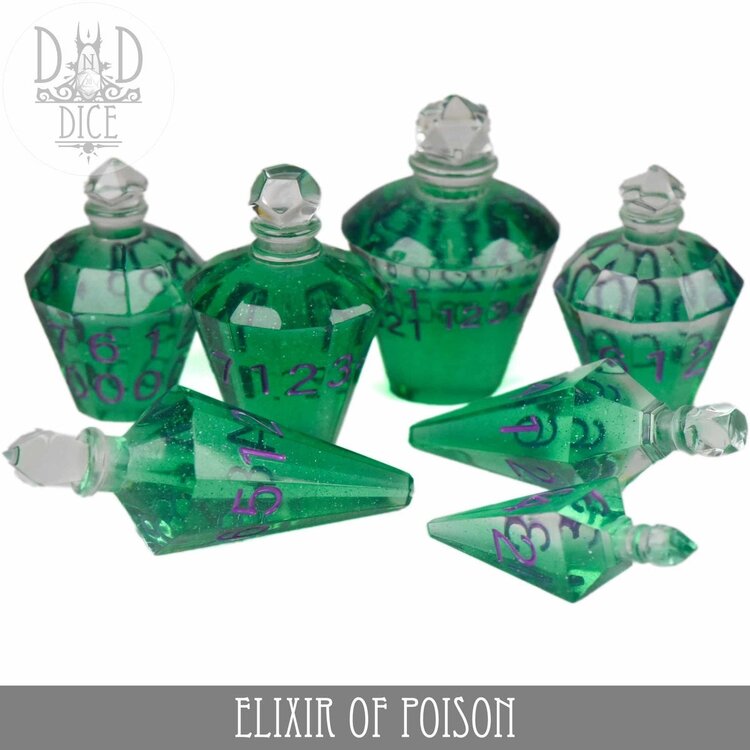 DND DICE ELIXIR OF POISON HANDMADE RPG DICE SET