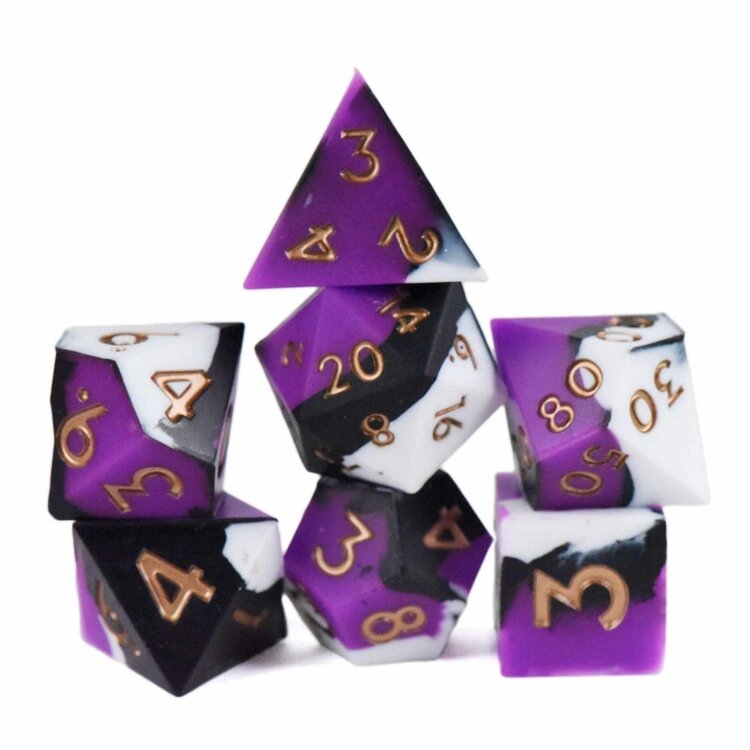 DND DICE NIGHT ORCHID SILICONE RPG DICE SET
