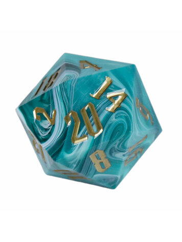 DND DICE 55 MM D20 MARBLED AQUA