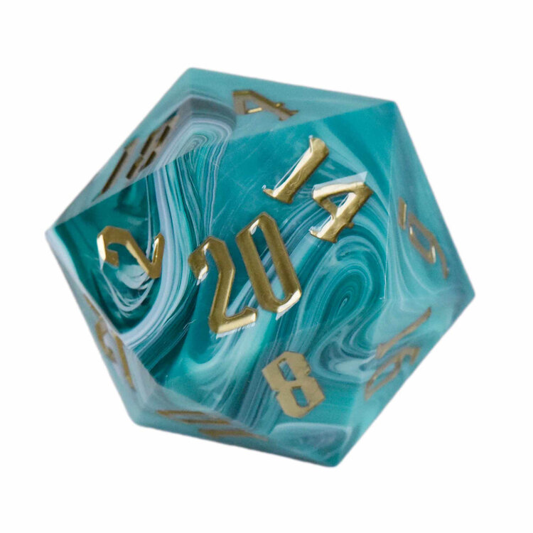 DND DICE 55 MM D20 MARBLED AQUA