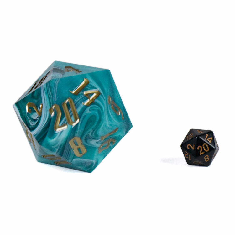 DND DICE 55 MM D20 MARBLED AQUA