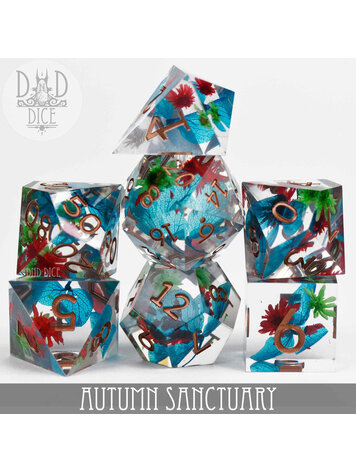 DND DICE AUTUMN SANCTUARY HANDMADE RPG DICE SET