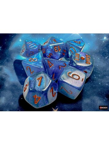 CHESSEX CHX 30069 LAB DICE 7 PC POLY DICE SET BOREALIS MIDNIGHT/COPPER
