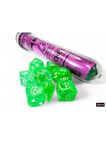 CHESSEX CHX 30074 LAB DICE 7 PC POLY DICE SET NEBULA GELATINOUS/WHITE