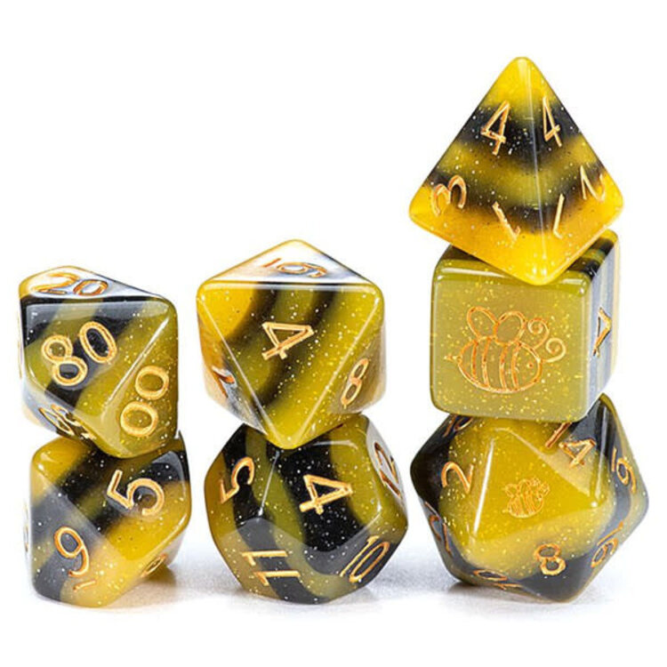 SUI GENERIS ELECTRIC BUMBLE BEE 7PC RPG POLY DICE SET