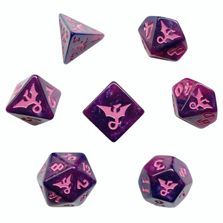 SWIRL DRAGON FAERIE 7 CT RPG DICE SET