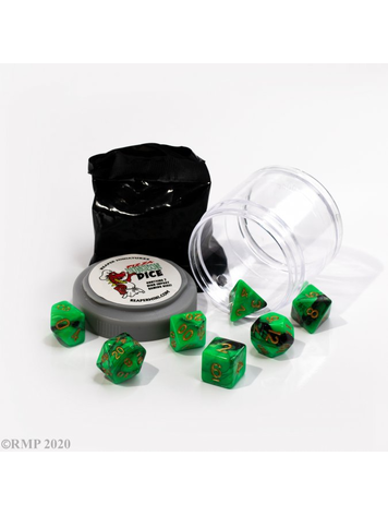 REAPER MINIATURES PIZZA DUNGEON DICE DUAL GREEN & BLACK
