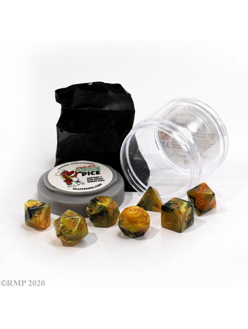 REAPER MINIATURES PIZZA DUNGEON DICE DUAL YELLOW & BLACK