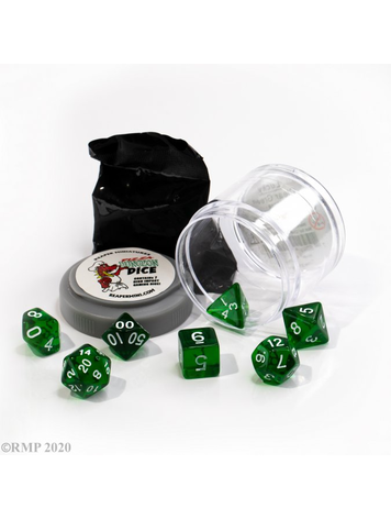 REAPER MINIATURES PIZZA DUNGEON DICE LUCKY CLEAR GREEN