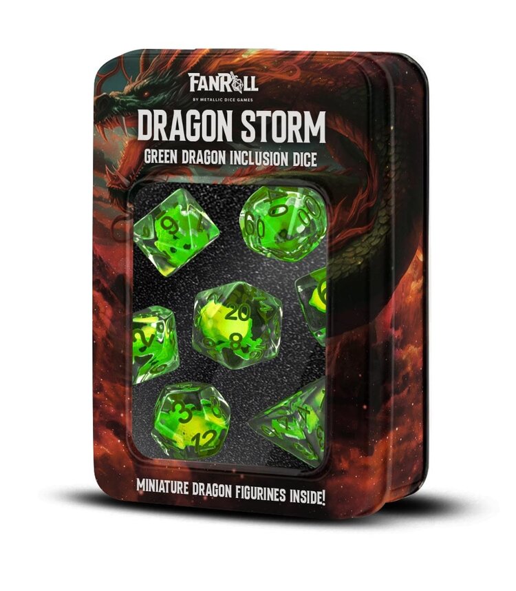 FANROLL FANROLL DRAGON STORM INCLUSION DICE GREEN DRAGON
