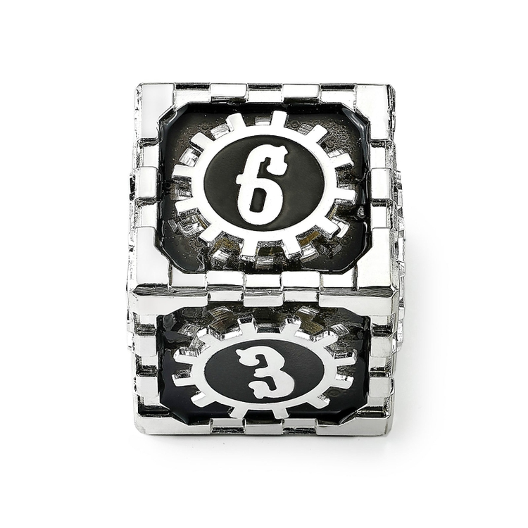 HYMGHO HYMGHO MYTHIC SIZE COGCRAFT FIDGET D6 - DIESEL- BLACK & SILVER