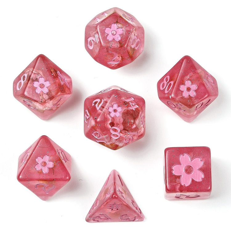 HYMGHO HYMGHO WYRMFORGED ROLLERS SAKURA BLOSSOM RPG DICE SET - PINK INK