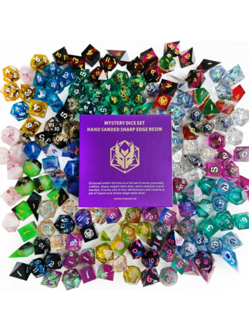 HYMGHO HYMGHO MYSTERY DICE SET HAND SANDED SHARP EDGE RESIN RPG DICE