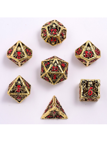 HYMGHO HYMGHO LLLITHIDS MIND CAGE DICE SET - GOLD W/ RED