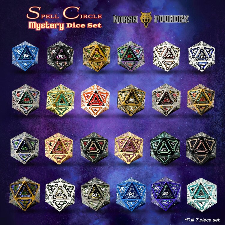 NORSE FOUNDRY SPELL CIRCLE MYSTERY METAL DICE SET BMB