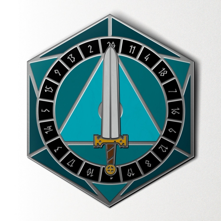 NORSE FOUNDRY D20 SWORD SPINNER TEAL PIN