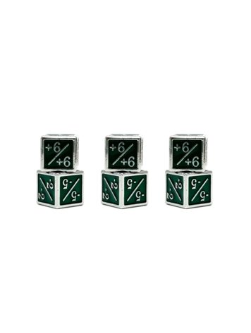 NORSE FOUNDRY +1/+1 AND -1/-1 D6 GREEN PACK OF 6 CCG METAL DICE