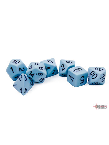 CHESSEX CHX 25466 OPAQUE PASTEL BLUE/BLACK POLYHEDRAL 7-DIE SET