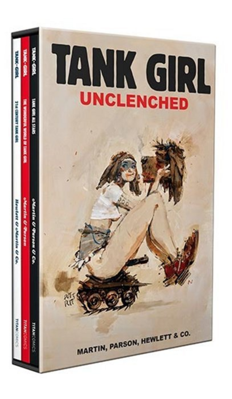 TITAN COMICS TANK GIRL UNCLENCHED TP SLIPCASE SET DIRECT MARKET EDITION ASHLEY WOOD CVR