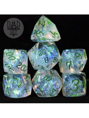 DND DICE CROWN JEWELS JADE HANDMADE RPG DICE SET