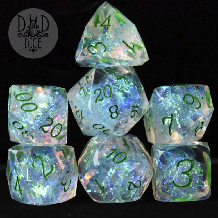 DND DICE CROWN JEWELS JADE HANDMADE RPG DICE SET