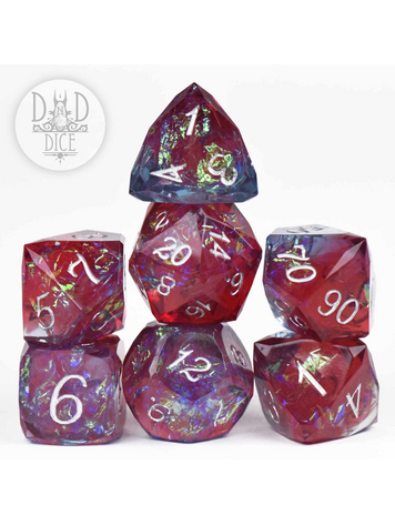 DND DICE CROWN JEWELS BORDEAUX HANDMADE RPG DICE SET