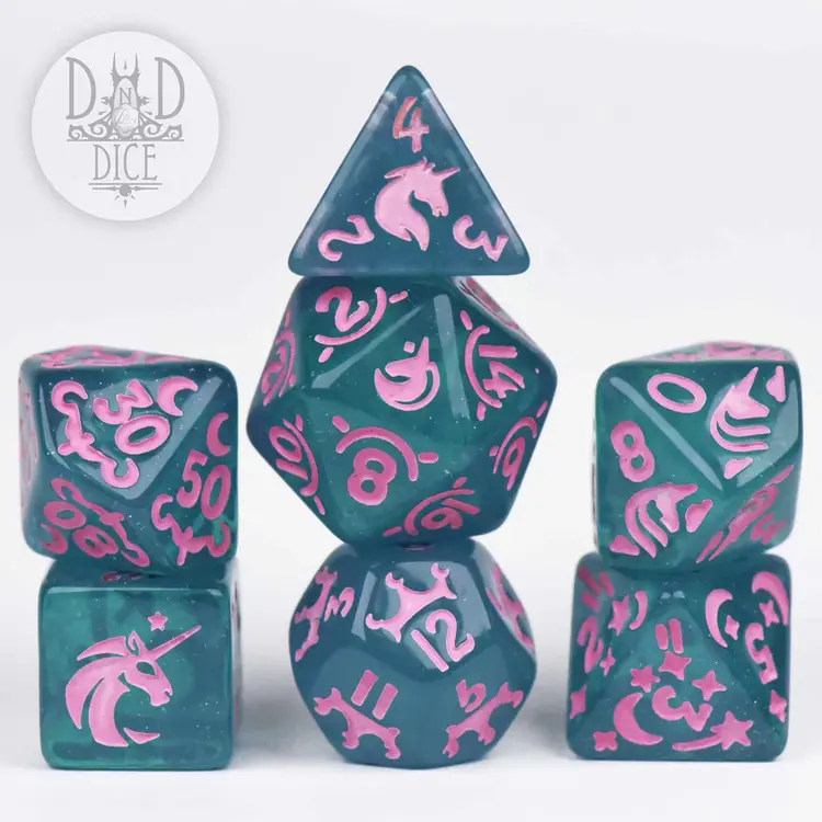 DND DICE UNICORN PRINCESS RPG DICE SET