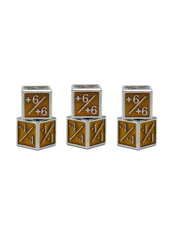 NORSE FOUNDRY +1/+1 AND -1/-1 D6 YELLOW PACK OF 6 CCG METAL DICE