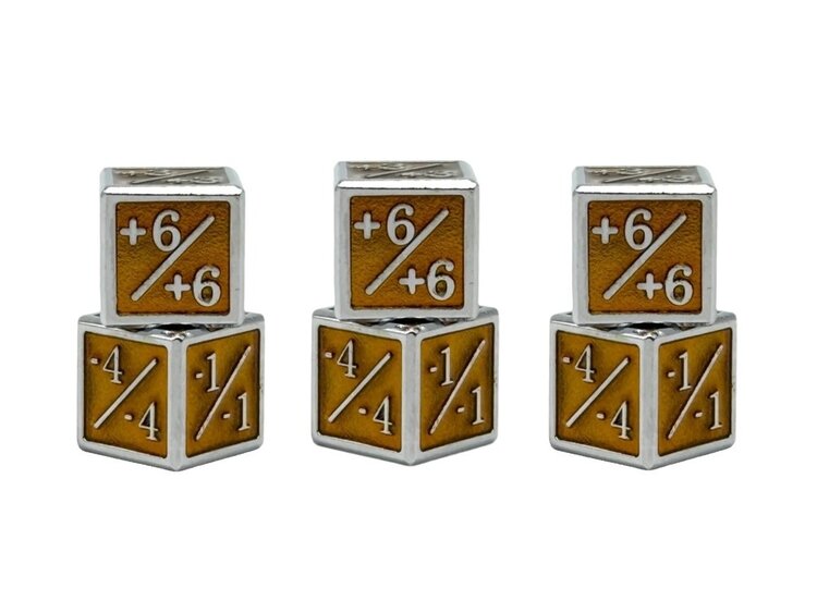 NORSE FOUNDRY +1/+1 AND -1/-1 D6 YELLOW PACK OF 6 CCG METAL DICE
