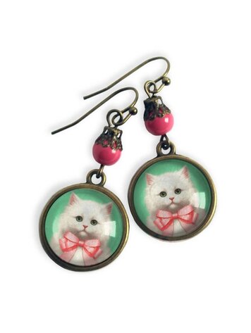 PINK KITTEN EARRINGS