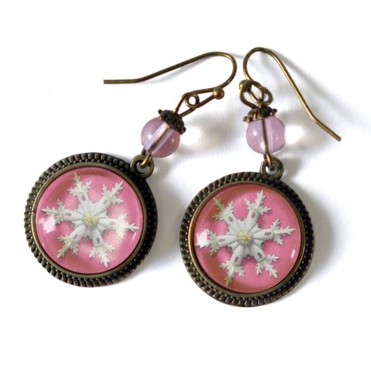 PINK SNOWFLAKE EARRINGS
