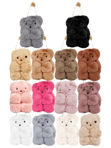 TEDDY BEAR FAUX FUR CROSSBODY BAG BACKPACK