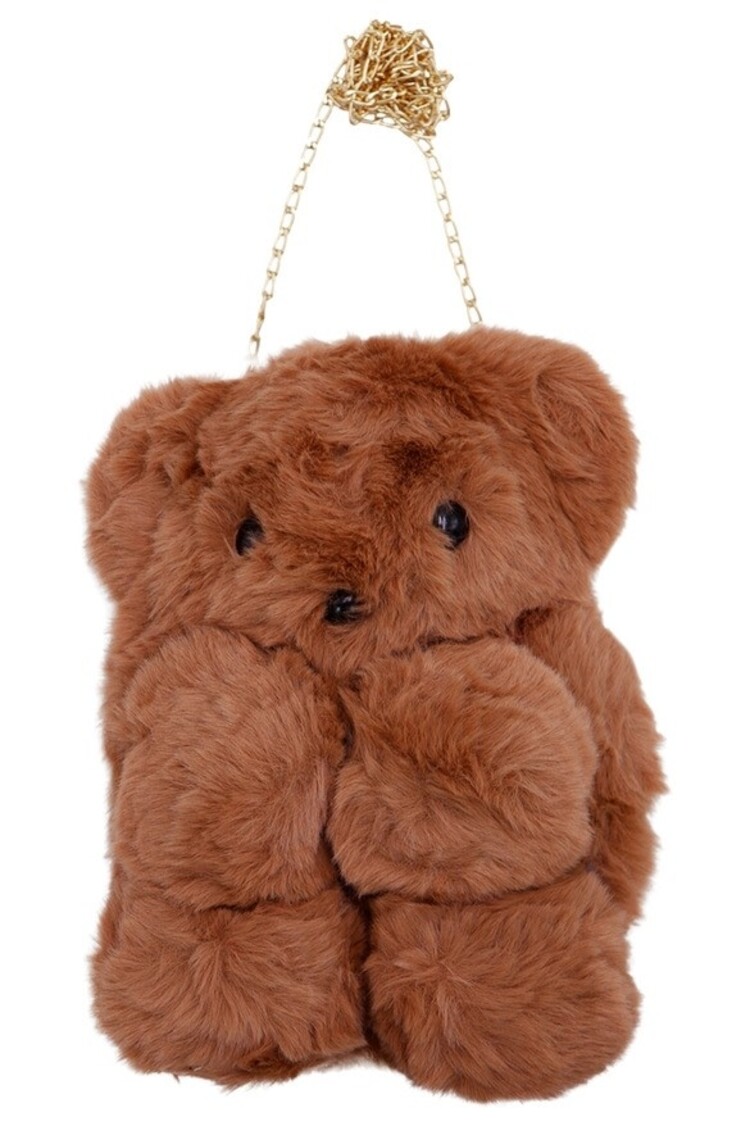 TEDDY BEAR FAUX FUR CROSSBODY BAG BACKPACK