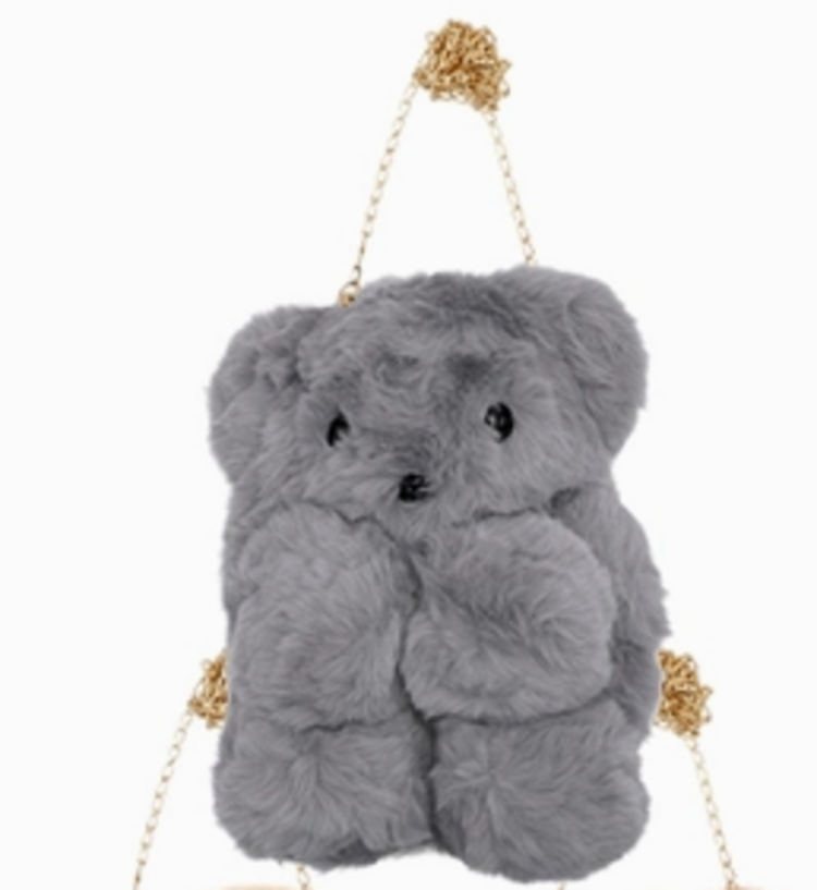 TEDDY BEAR FAUX FUR CROSSBODY BAG BACKPACK