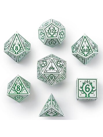 HYMGHO HYMGHO METAL DRUID DICE SET WHITE W/GREEN