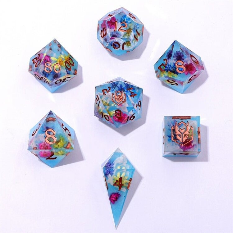 HYMGHO HYMGHO CAPTURED MAGIC SHARP EDGE RESIN DICE FLORAL MIRAGE