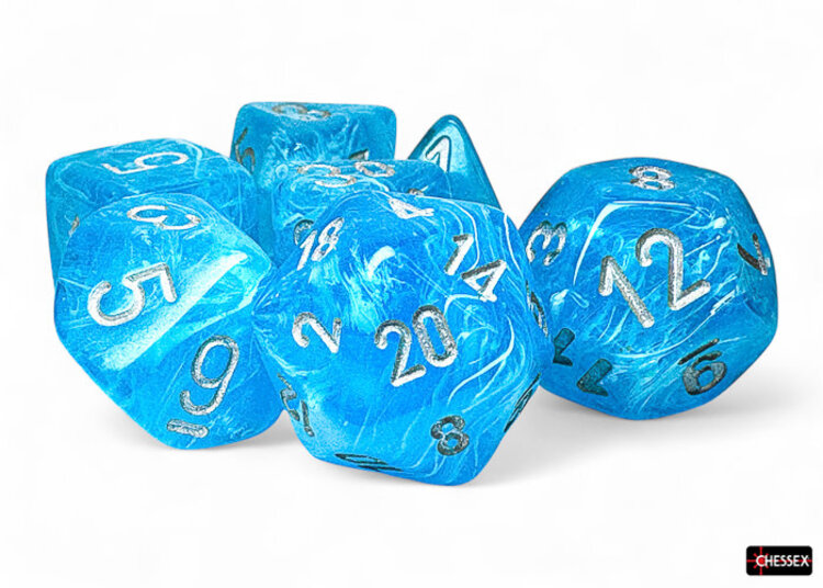 CHX 22566 MEGA HEDRAL LUMINARY SKY SILVER 7 PC DICE SET