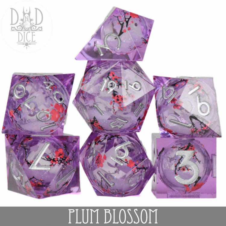 DND DICE PLUM BLOSSOM LIQUID CORE RPG DICE SET