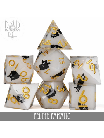 DND DICE FELINE FANATIC - HANDMADE RPG DICE SET