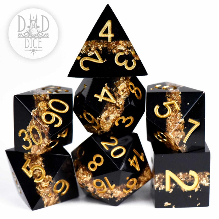 DND DICE STARBELT GOLD HANDMADE DICE RPG SET