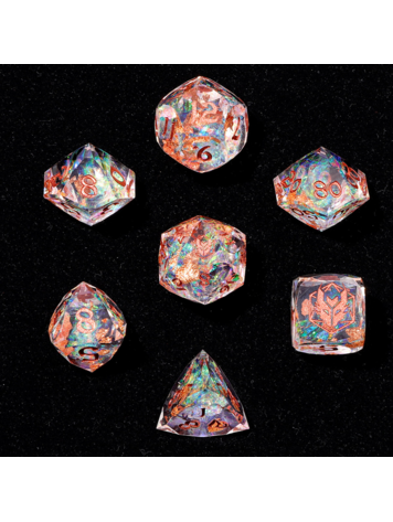 HYMGHO HYMGHO CAPTURED MAGIC LUSTER CUT RESIN DICE SET OPAL